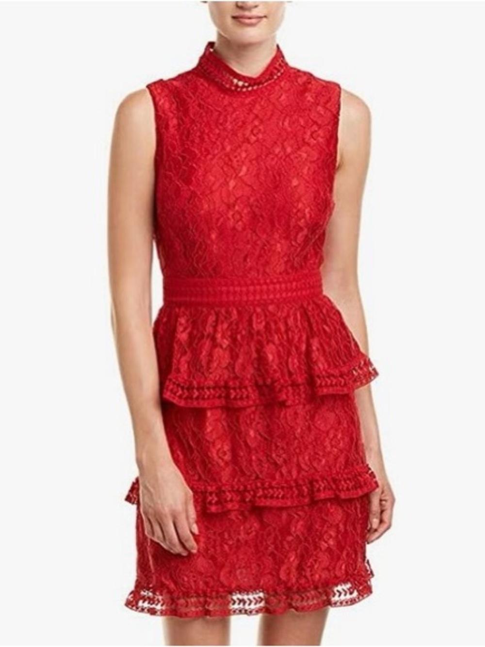 CeCe Brea style Red Sleeveless Lace Tiered Cocktail Dress size 6
